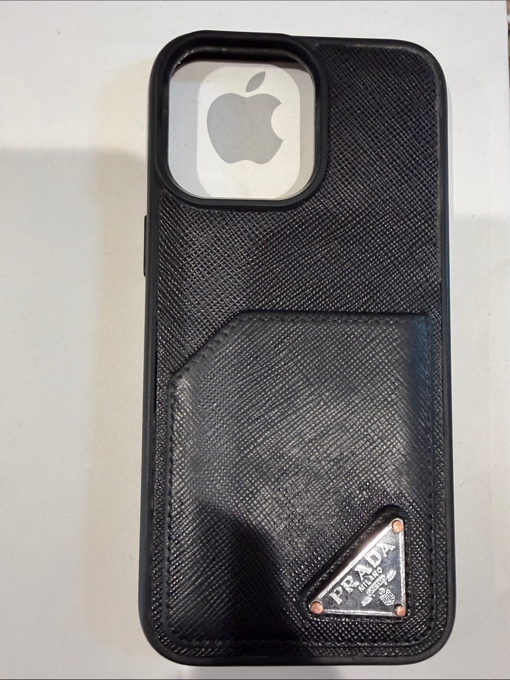 Prada iPhone 14 Pro Max Case with Card Slot and Metal Logo